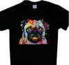 Colorful Pug Neon Multicolor Black Tee Dog T'shirt New