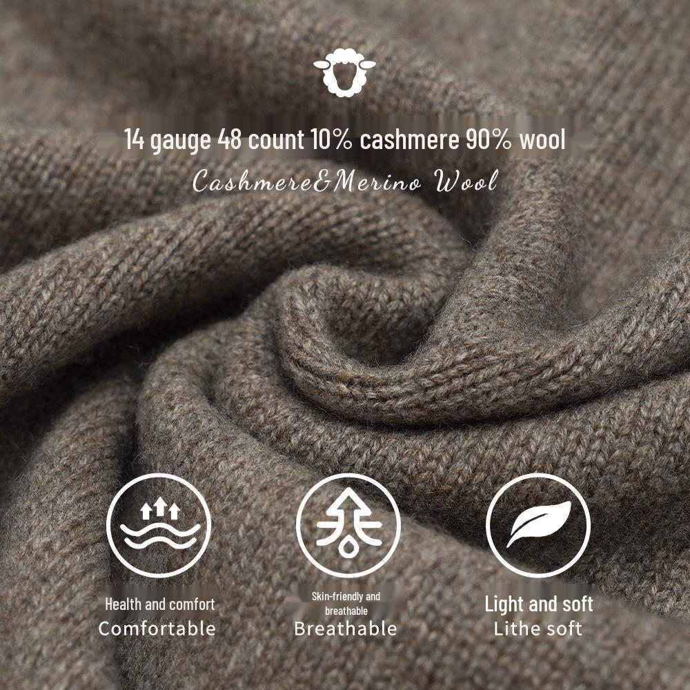 LP25 Autumn/Winter Cashmere Wool Faux Jacket with Zipper, Lapel, and Pockets - Maillard Style Sweater for Women