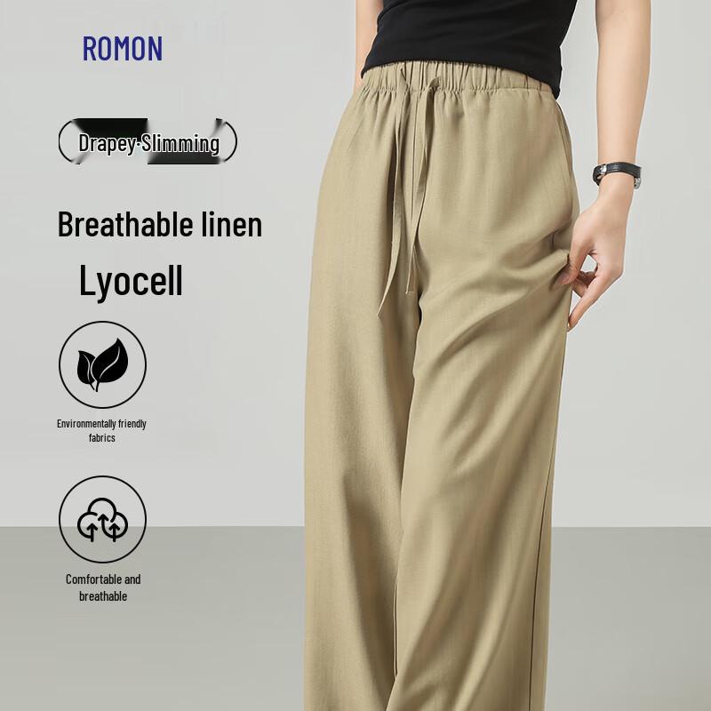 

Women s Luomeng Linen Lyocell Blend Wide-Leg Casual Pants M