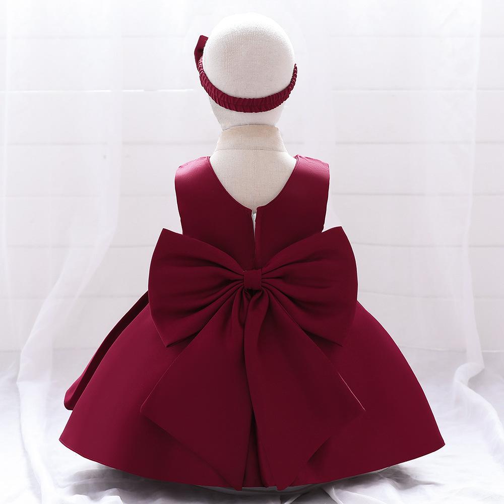 European Princess Dress: Baby Girl's Bow & Flower Formal Gown for Birthdays & Runway Shows