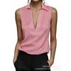 European and American new women's elegant sexy fashion V-neck temperament versatile sleeveless solid color shirt