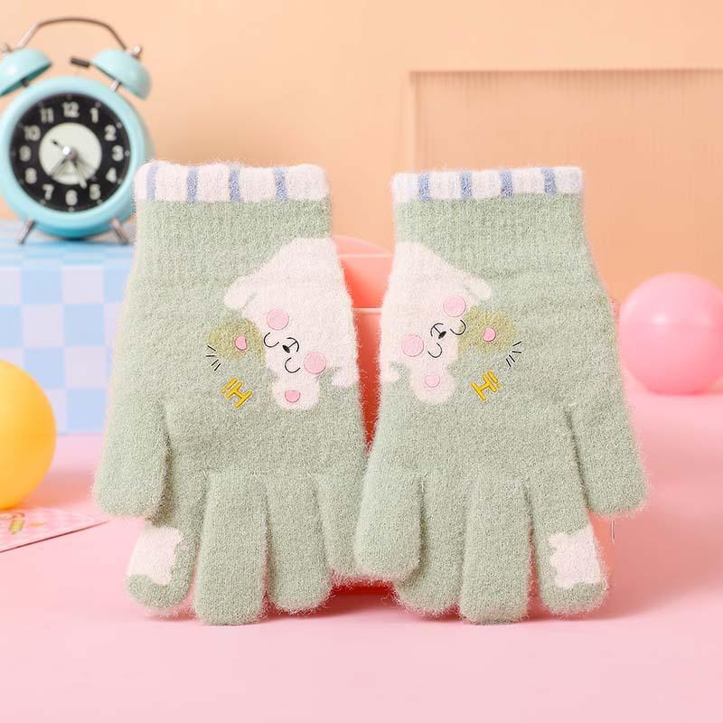 Zima nowy kreskówka dziecięce ciepłe pięciopalcowe rękawiczki dzianinowe pluszowe student uroczy jazda chłopiec i dziewczynka rękawiczki