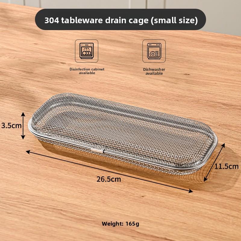 Stainless Steel Drain Basket Tableware Storage Basket Cleaning Drain Basket Kitchen Tools