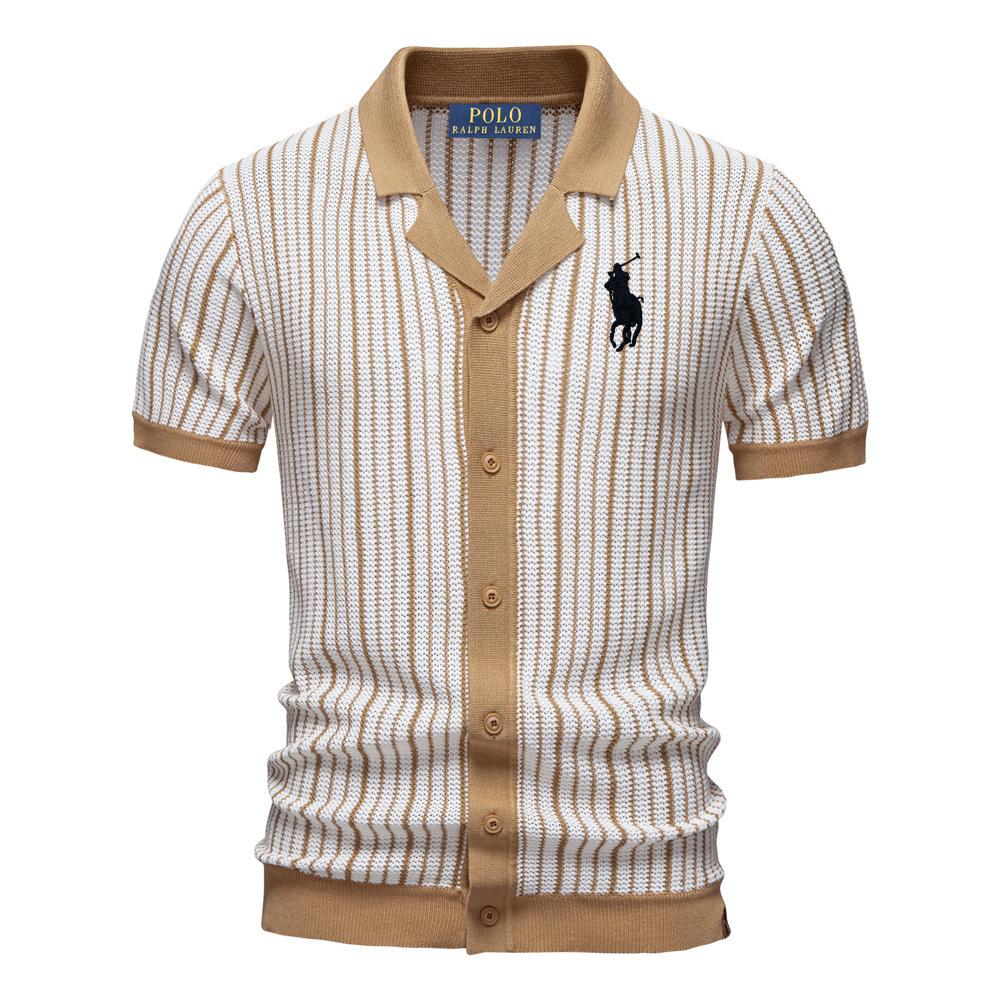 

Polo Ralph Lauren Весна/Лето Вышивка пони Новое Мужское Поло с коротким рукавом Вязаное Поло в полоску Модное Деловое Поло для мужчин S
