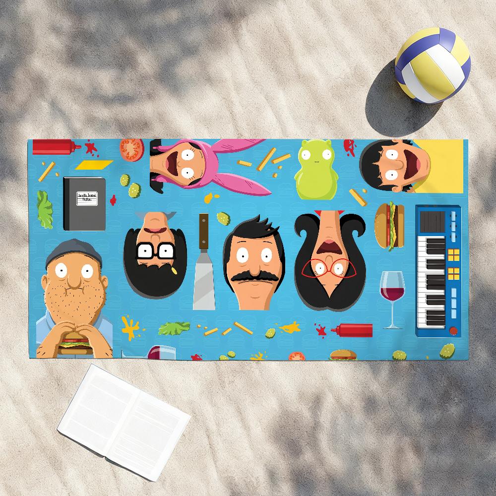

Cartoon B-Bobs-Burgers Cute Towel Shower Sauna Travel Spa Quick Dry Gym Accessories Soft Large Beach Towels W40*H60(CM)
