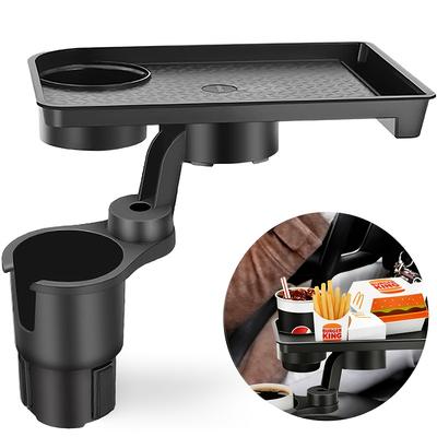 3-in-1 Car Cup Holder Expansion Tray with Detachable 360° Rotating Adjustable Base Supports Up To 40lbs Features Non-slip Rubber Pads