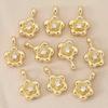 Liangfei 3D Five-Petal Plum Blossom Pendant with Diamond Inlay, Copper-Plated 18k Gold Fashion DIY Jewelry Accessory.