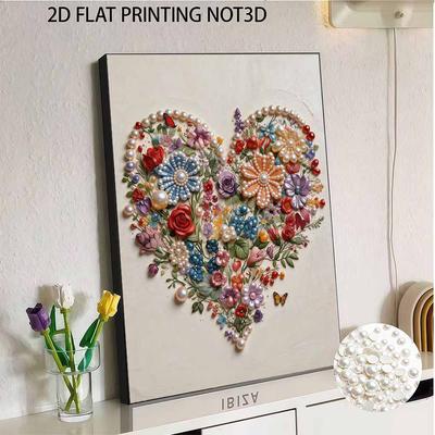 Frameless Love Pearl Painting Kit 30x40cm Floral DIY Pearl Art Elegant Gem Art for Home Wall Decoration Perfect for Living Room & Bedroom