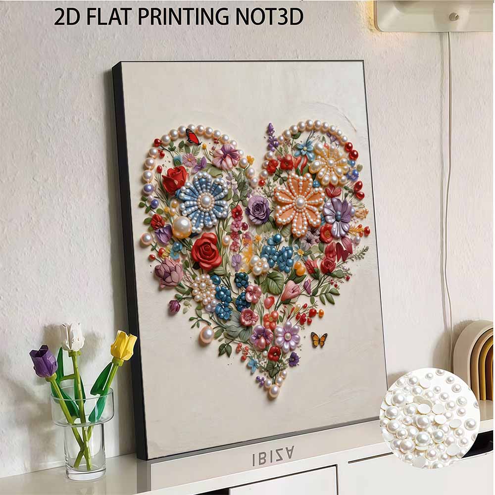 Frameless Love Pearl Painting Kit 30x40cm Floral DIY Pearl Art Elegant Gem Art for Home Wall Decoration Perfect for Living Room & Bedroom