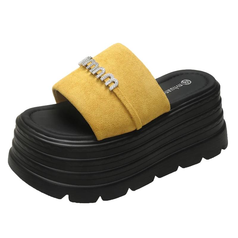Fashion 8CM Summer Beach Sandals New 2025 Women Wedge Heels Slippers Ladies High Platform Chunky Slides Woman Outdoor Casual Flip Flop