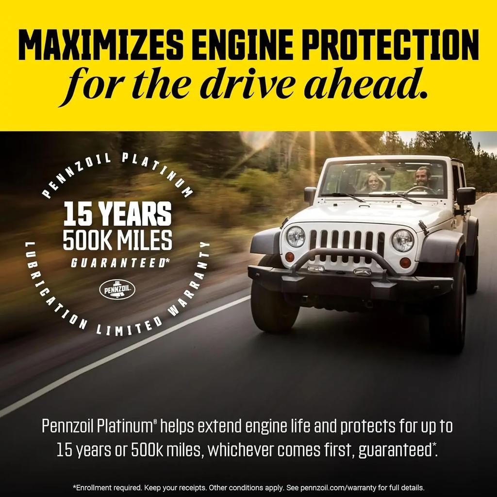 Pennzoil Platinum Full Synthetic 10W-30 Motor Oil For High Performance Engine Protection And Durability