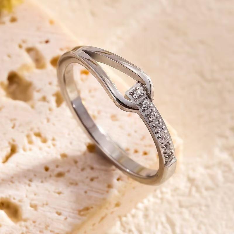 

1Pcs Zircon Rings Stainless Steel Cute Jewelry for Women, Comfort Fit Daily Wear Best Friend Gift Idea 5