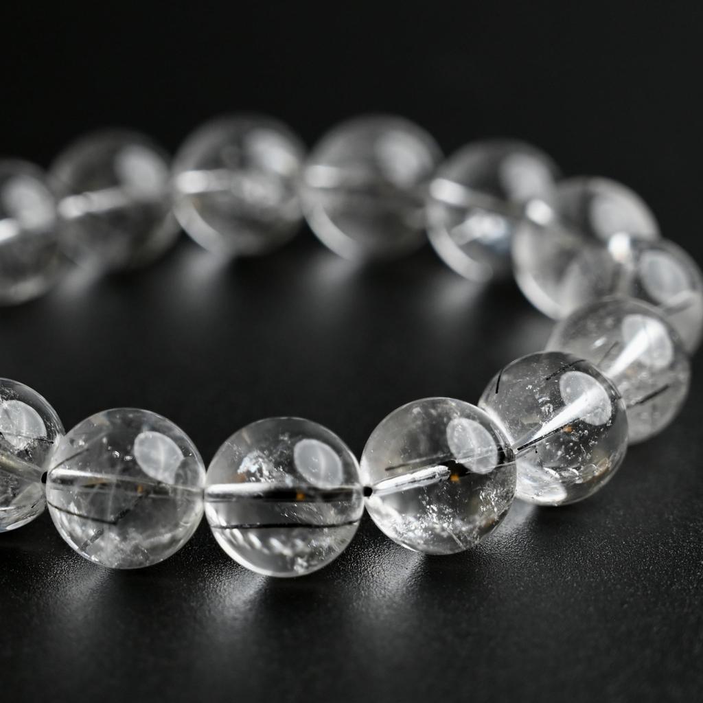 Black Rutilated Quartz Bracelet Tourmaline in 10mm 15cm Wrist Limited Natural Power Prayer Good Luck Feng Shui [Eigado] (Black Quartz) Stone, Size,