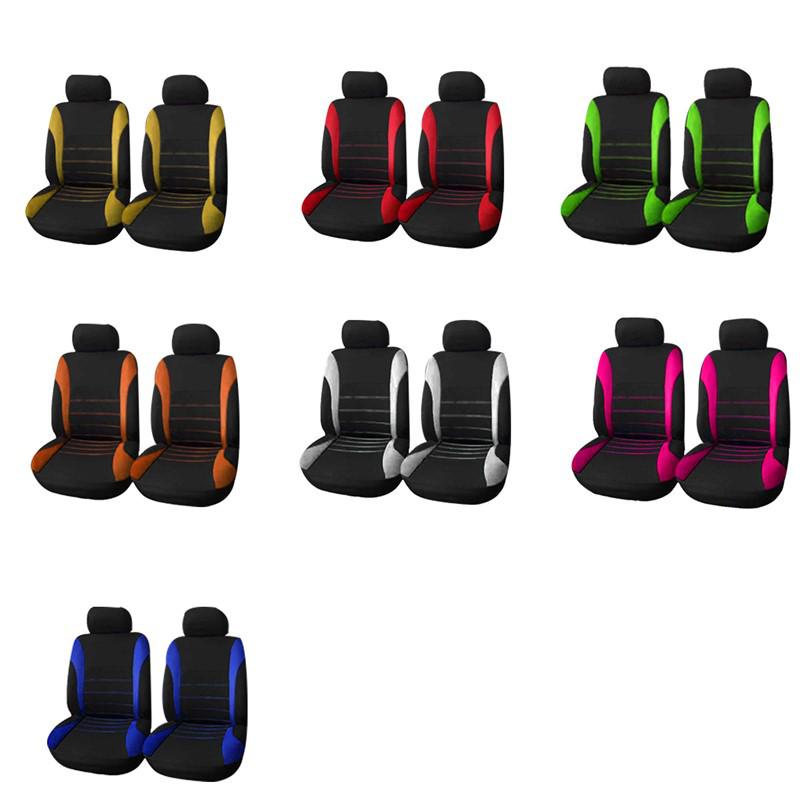 

Universal Black Waistline Front Car Seat Cover Set - 4 Pieces 4-piece set (Front Double Seat) синій