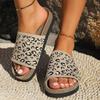 Fashion Fashion Plus Size 35 43 Color Block Round Head Thick Bottom Beach Slippers For Women New Summer 2025 Casual Footwear Leopard