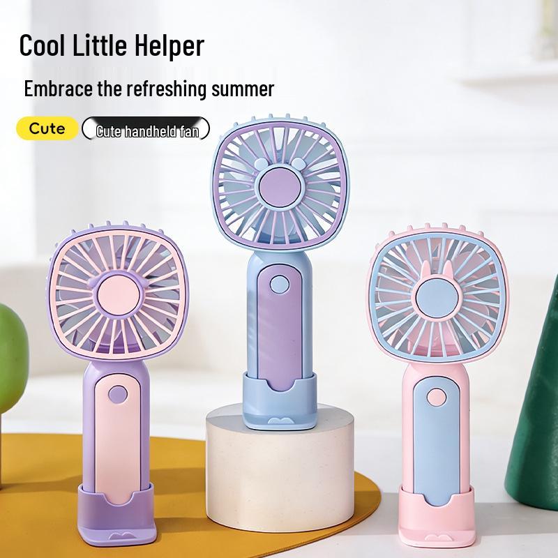 Customizable USB Rechargeable Mini Handheld Fan for Dorms & Outdoors As shown