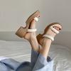 Physical single~~ French word with retro thick-soled heightening sandals for women's outer wear 2025 summer new open-toed sandals