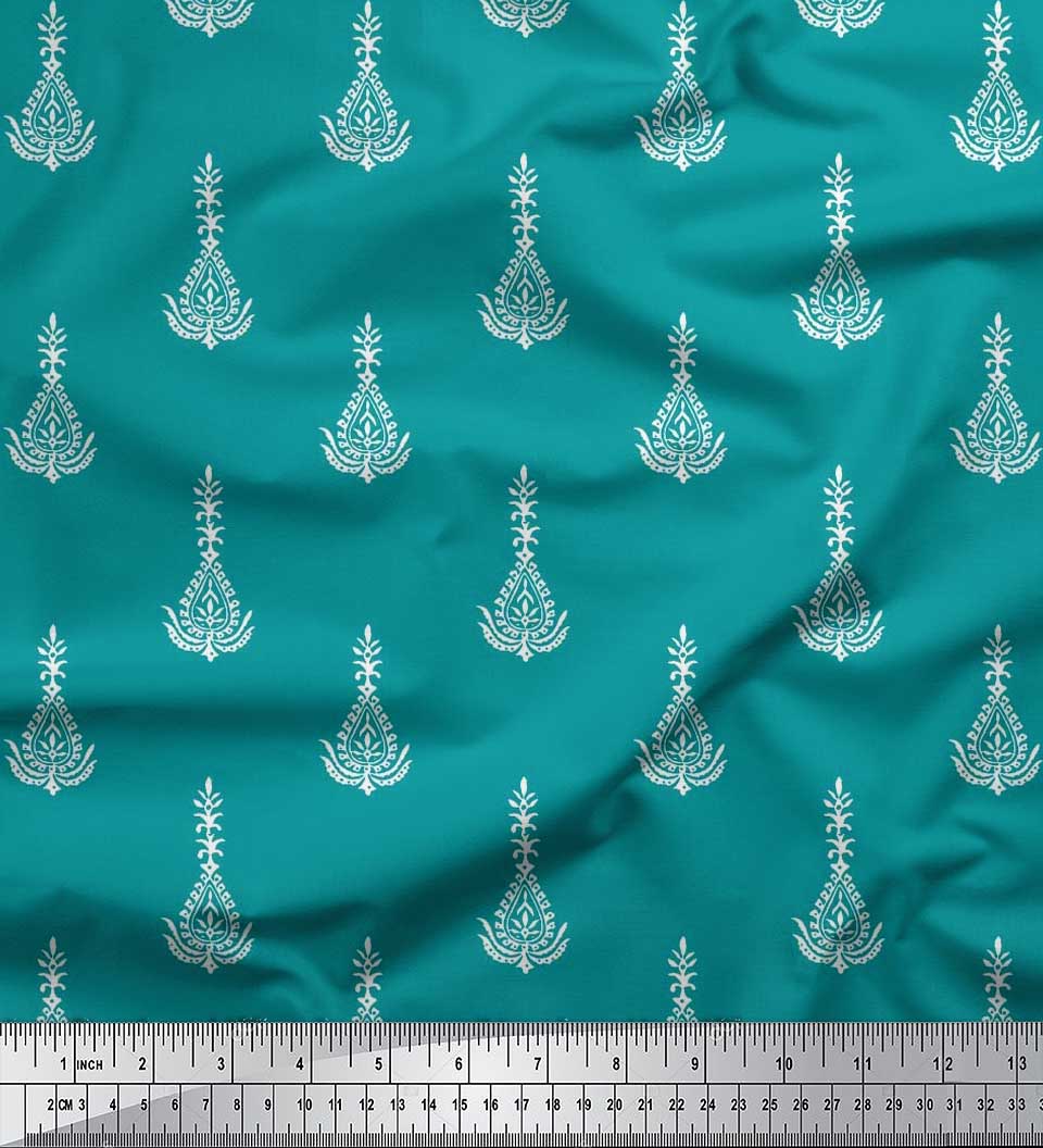 

Японська креп-атласна тканина Soimoi, листя та квітковий декор, тканина з принтом, метр 42 дюйма 42 Inch Wide - Poly Crepe зелений