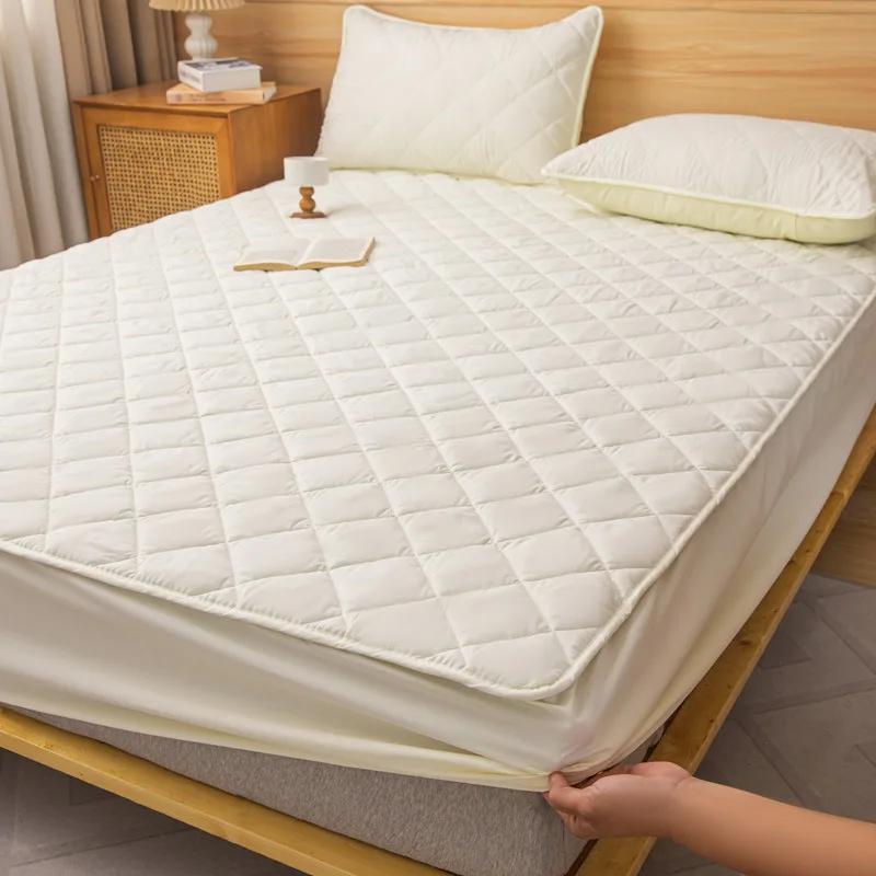 Thicking Quilted Mattress Cover Soft Breathable Elastic Double Fitted Bed Sheet with Deep Pocket Solid Color Matress For Bed