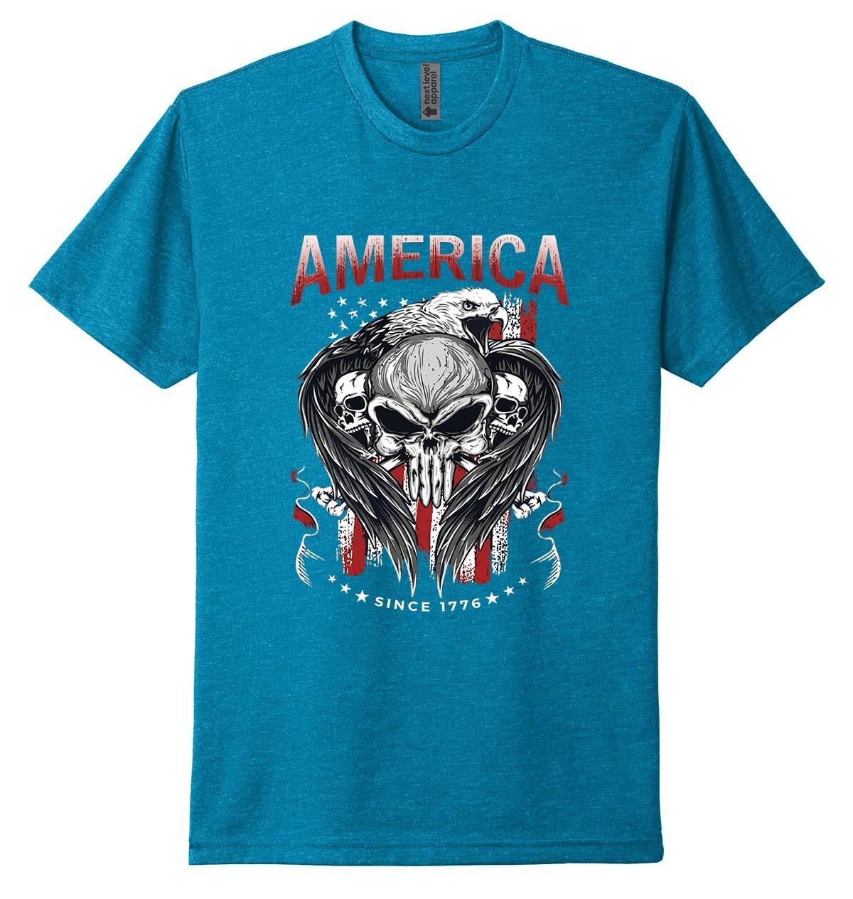 Skull Eagle American Flag Patriotic 1776 Men s T-Shirt USA New Graphic Gift Tee S разноцветный