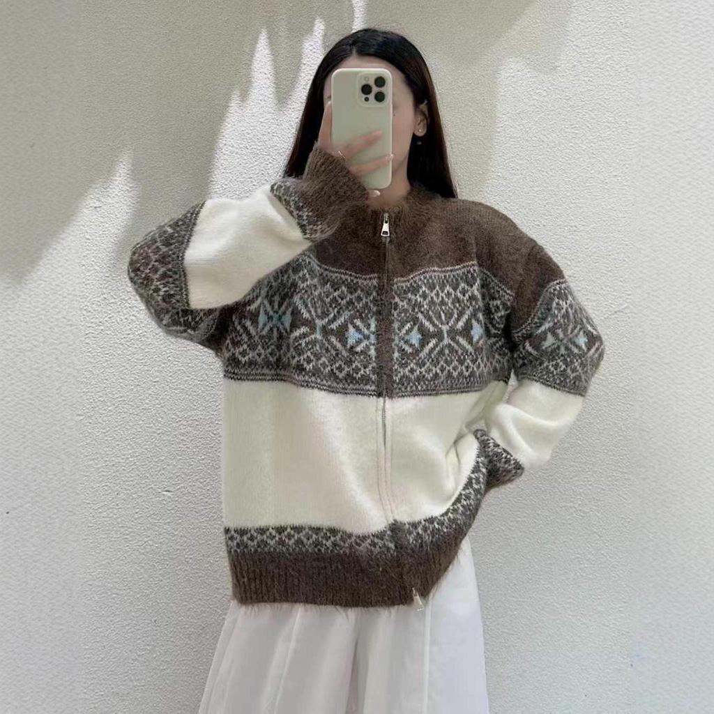 Cardigan Pull Tricoté Couleur Unie Style Décontracté Fair Isle pour Femme pour Automne & Hiver 2025