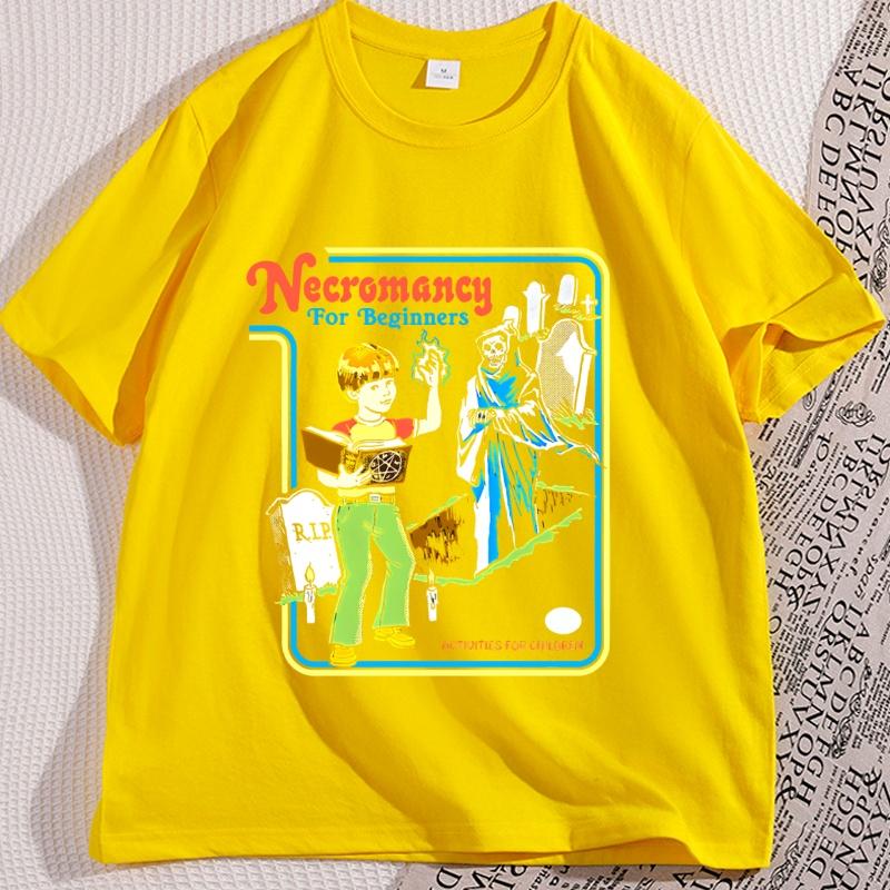 Necromancy for Beginners Activities for Children T Shirts for Man Woman Vintage Printed Tshirt Round Neck Short Sleeve Clothing