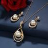 Three-piece set, including a luxurious and elegant minimalist waterdrop design necklace and matching earrings, perfect as a wedding jewelry gift