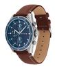 Tommy Hilfiger PARKER Multifunction Quartz Watch with Blue Dial and Brown Leather Strap Men's [Used]