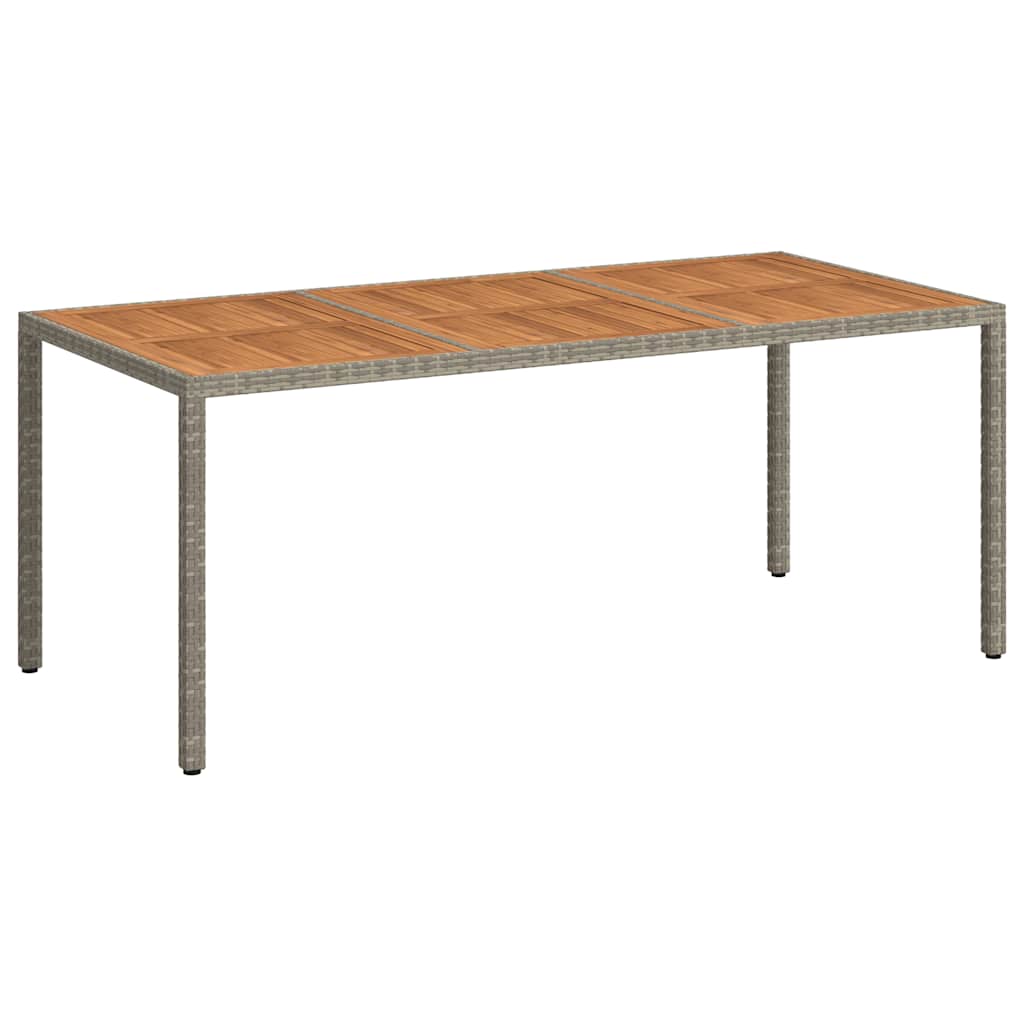 vidaXL Gartentisch 190x90x75 cm Poly Rattan und Akazienholz Grau