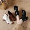 GKTINOO 2025 Neue Herbst Winter Stiefel mit dickem Absatz Damen Warme Stiefel Schuhe Handgefertigt Echtes Leder Reißverschluss Retro Stiefel