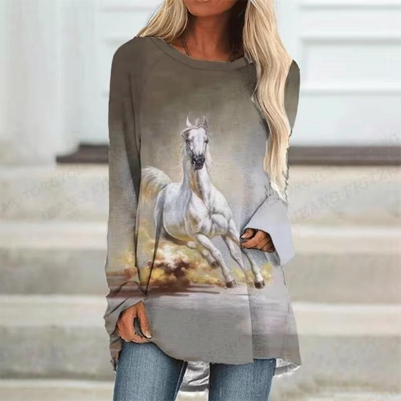 Women's T shirt Tee Christmas Snowflake Print Sparkly Painting Long Sleeve Home Weekend Basic V Neck Regular Painting