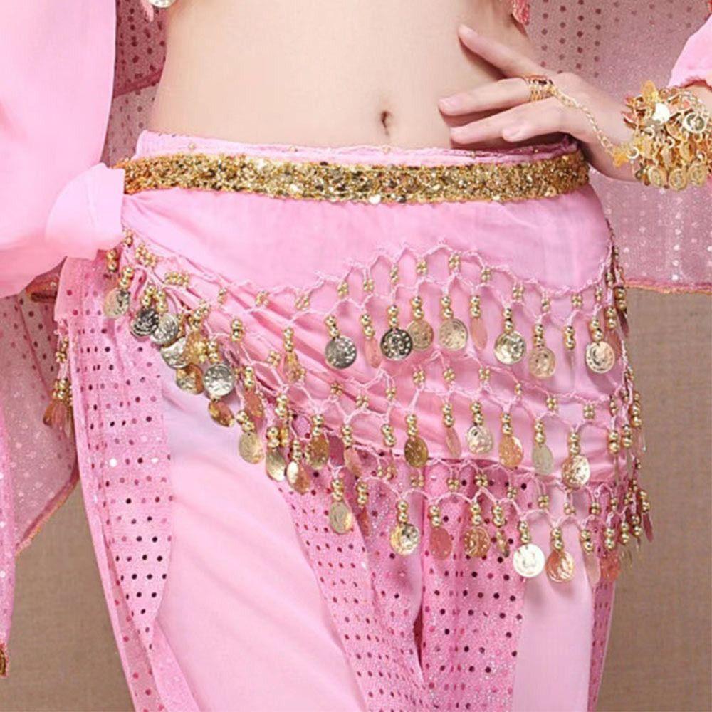 with Gold Color Coin Women Belt Skirt Tassel Belly Dance Belt Fashion Waist Chain Show Costumes
