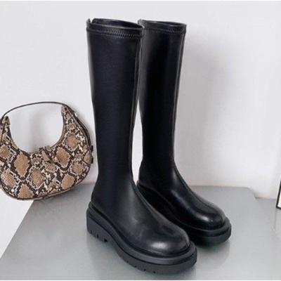 Stivali Al Ginocchio da Donna con Tacco a Plateau Moda Accoglienti Scarpe in Morbida Pelle Autunno Inverno Stivaletti Lunghi da Cavaliere da Donna in Peluche Corto