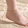 Stainless Steel Flat Cross Chain with 6 Shell Foot Chains, Vintage Anklet for Women,Sea Beach Jewelry Bracelet Accessories