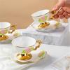 Ceramic Coffee Cup And Saucer Set Afternoon Tea Coffee Cup Household Coffee Cup And Saucer Creative Hand Color Relief Coffee Cup And Saucer