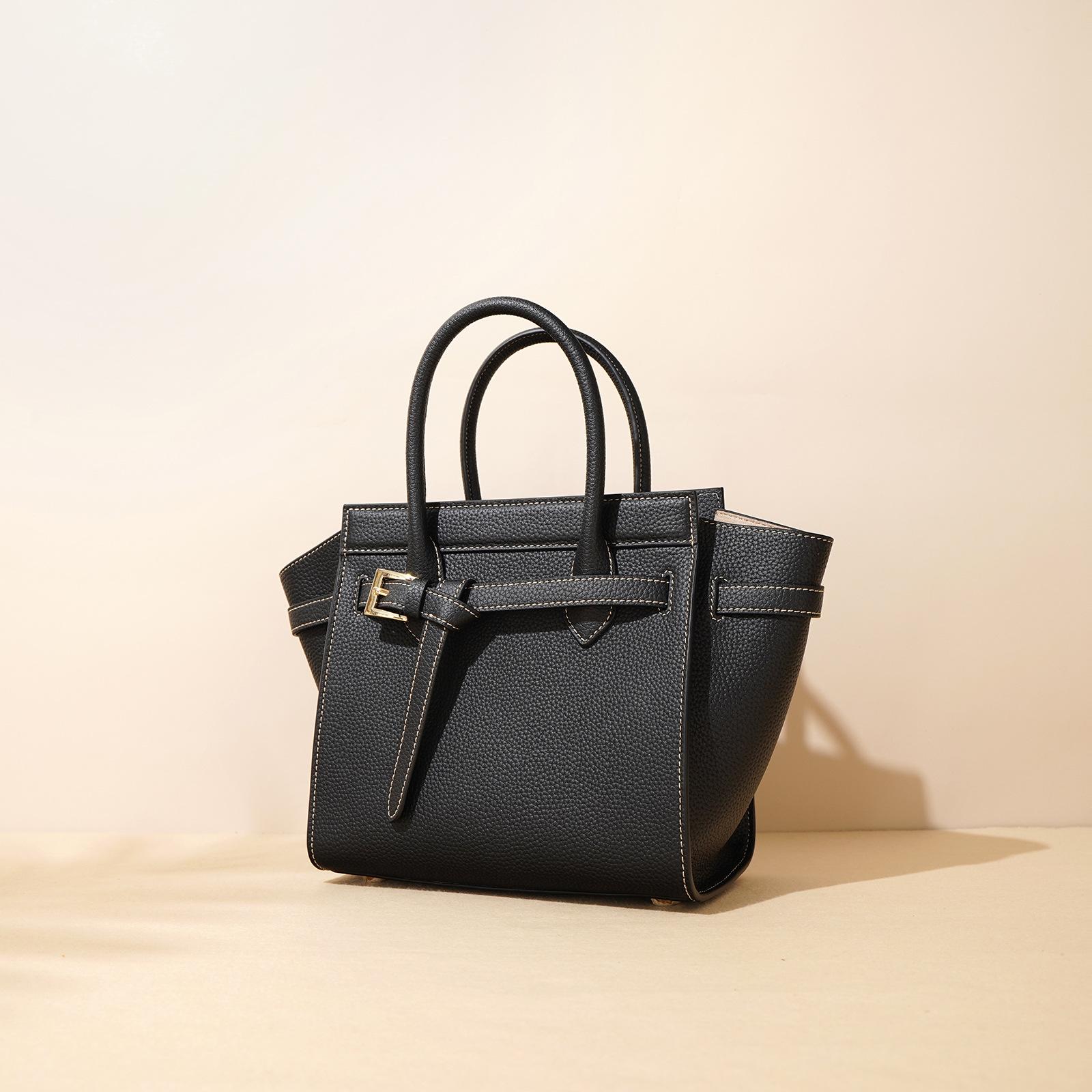 

Премиальная коровья кожа первого слоя, большая вместимость, однотонная кожаная сумка-тоут, сумка-крыло, текстурированная сумка из коровьей кожи, портативная сумка для поездок на работу чёрный