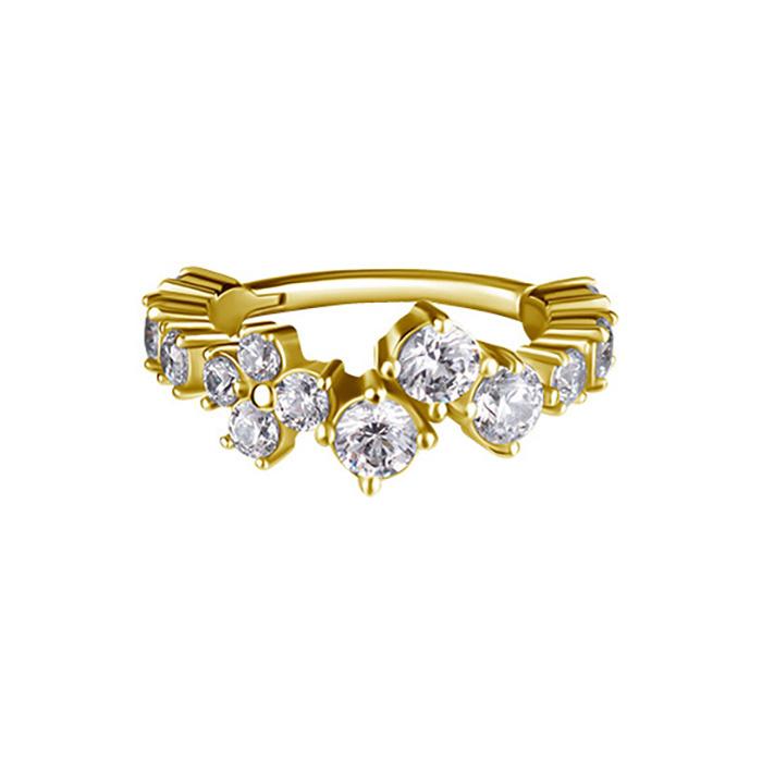 Clicker Hoop Earring With White Zircons - Cocr Nf - Gold - K-066 1.2/10