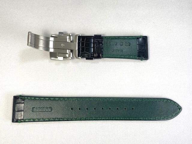 L0H7013J9 SEIKO Presage 20mm Leather Strap with Crocodile for via Buckle, Black, SARW051/ 6R27-00P0 (Ships Nekoposu)