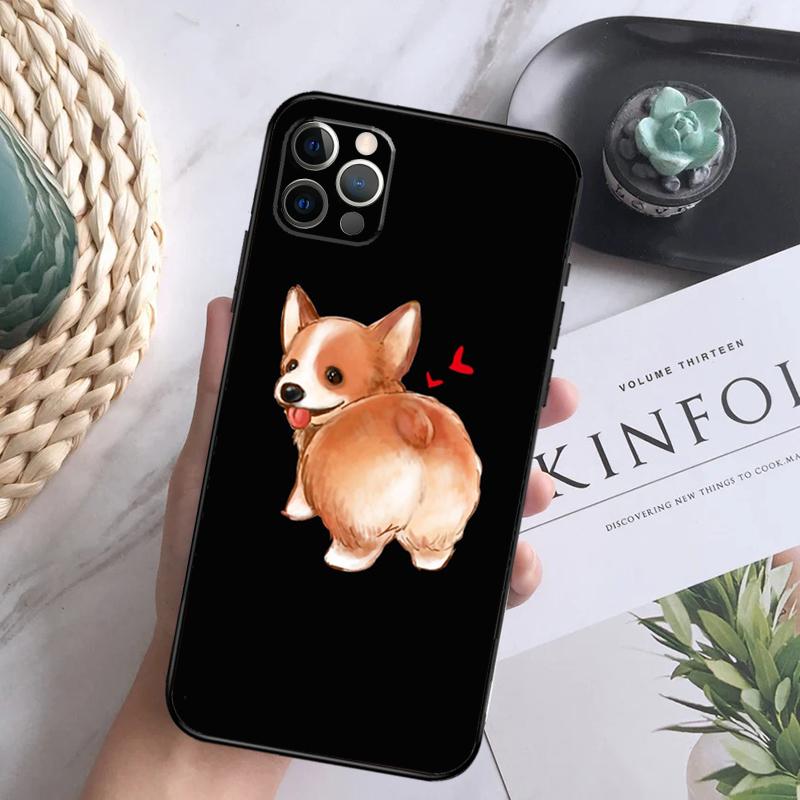 Cute Corgi Dog Soft Case For iPhone 16 Pro Max 13 12 Mini XS Max X XR 11 15 Pro Max 14 Plus Back Cover