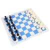 Chess Game Set Plastic 32 Chess Pieces Chessmen with 13.8 Inch PU Leather Blue White Chessboard for Home Travel