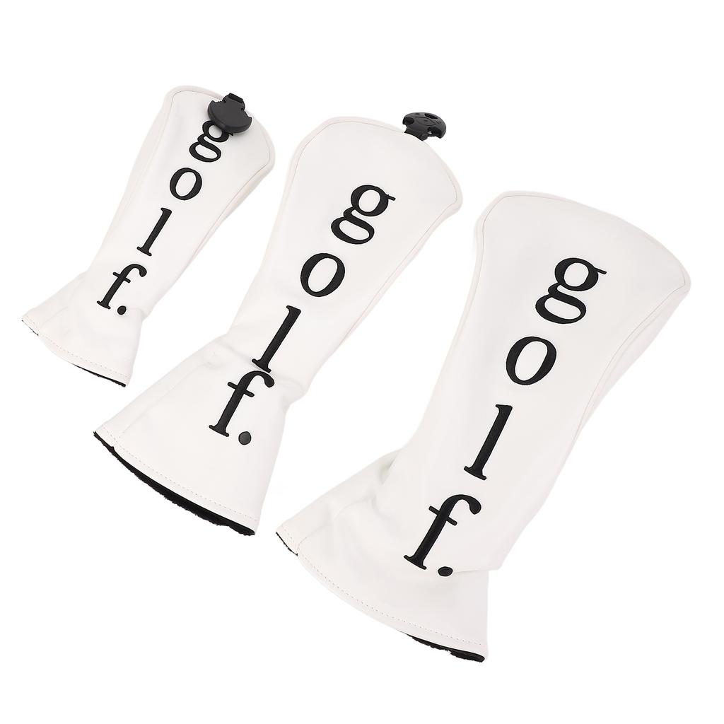 Golfschlägerkopfhauben PU-Leder Wasserabweisend Sportlicher Stil Abriebfest Golfschlägerkopfhauben Set für Training Weiß