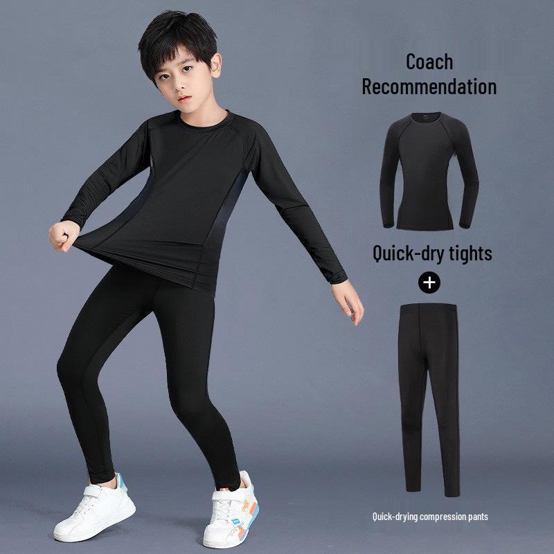 Children's Quick-Drying Sports Suit: Boys Basketball Compression Shirt & Football Base Layer for Spring Training