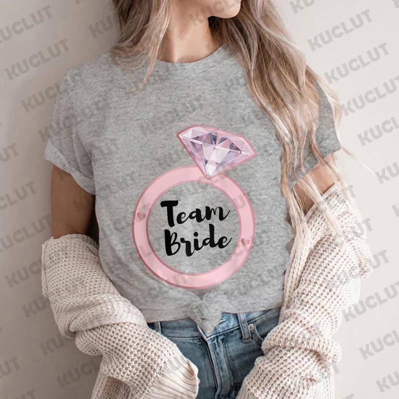 Team Braut T-Shirt Hochzeit Junggesellinnenabschied Hen Party T-Shirt Damen Ästhetische Kleidung Kurzarm T-Shirts Abschied vom Singleleben EVJF Tops