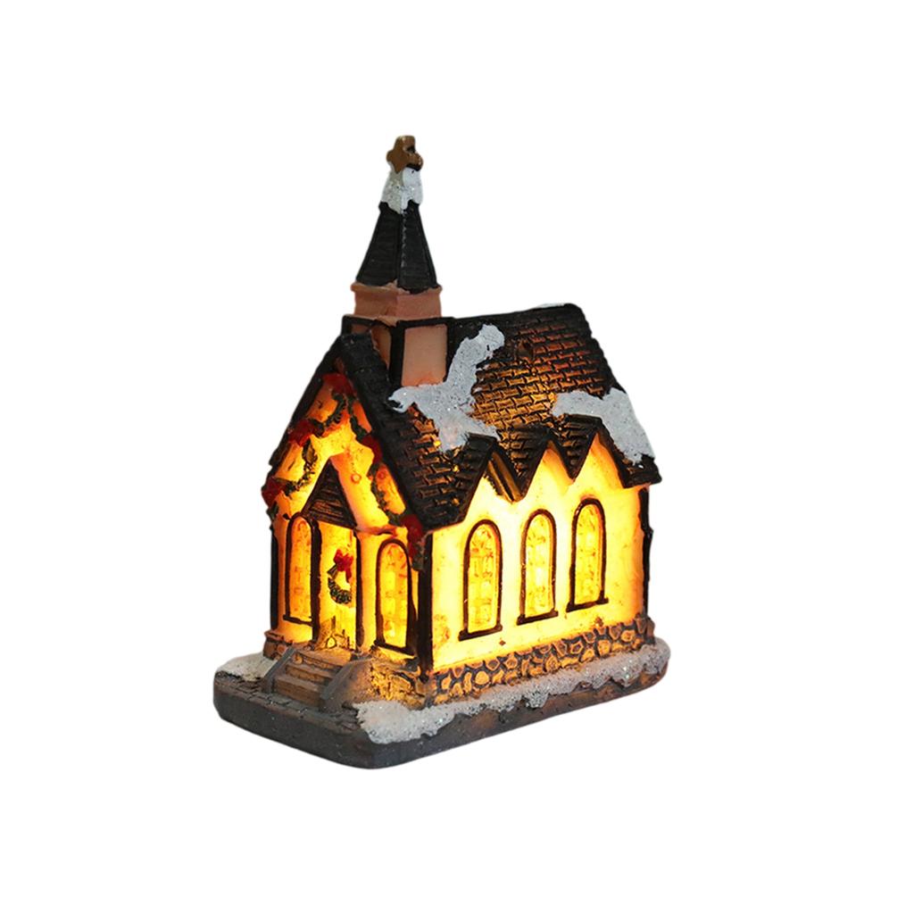 LED Light DIY Resin Small House Battery Operate Christmas Ornamnet for Home Xmas New Year Decor Christmas Village Houses 2025