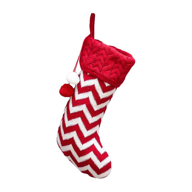 

Knitted Christmas Stocking Xmas Sock Sack Gift Bag Tree Fireplace Decor Ornament Red White