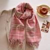 New retro plaid scarf women's autumn and winter medium and long warm scarf fashionable versatile fringed shawl