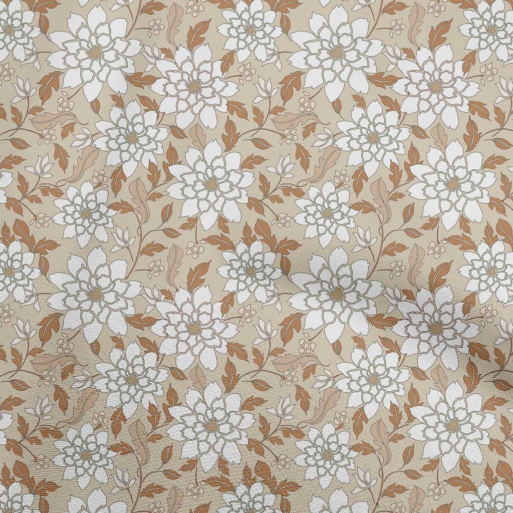 oneOone Cotton Flex Gray Fabric Floral Retro Craft Projects Decor Fabric Printed By The Yard 40 Inch