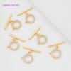 18K Real Gold Plated Heart/Round/Oval Shape OT Buckle Inlaid Zircon Toggle Clasps Hooks Connectors DIY Pearl Jewelry Accessories