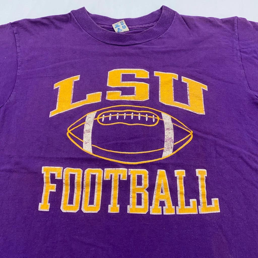 T-shirt vintage anni '90 LSU FOOTBALL CHAMPION MEDIA/GRANDE football stato della louisiana