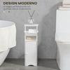 White MDF Bathroom Cabinet with Cupboard and Toilet Paper Space, 19x15x56 cm